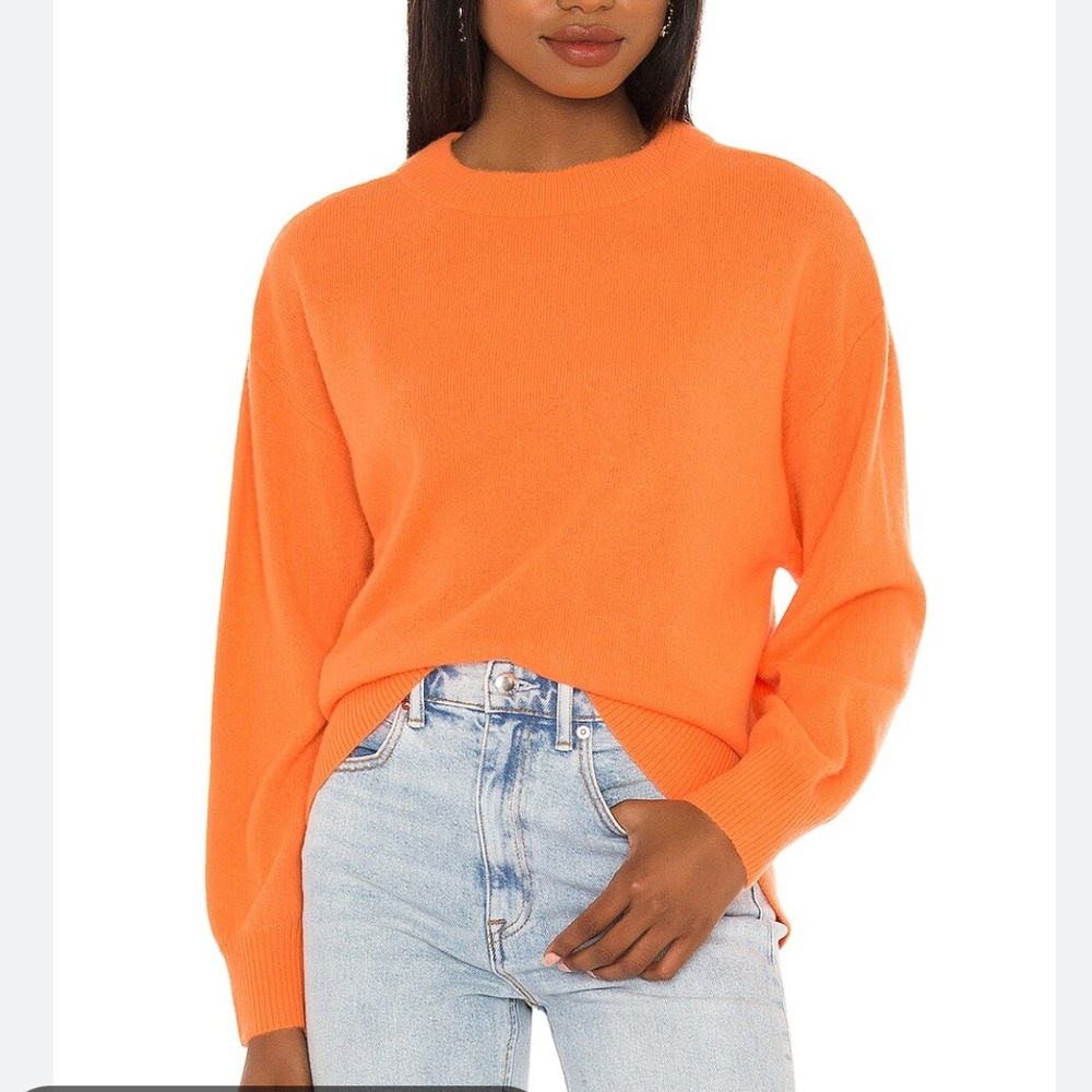 COPY - Alice and Olivia Denver Cashmere Rounded-Hem Sweater in Neon Orange - si…